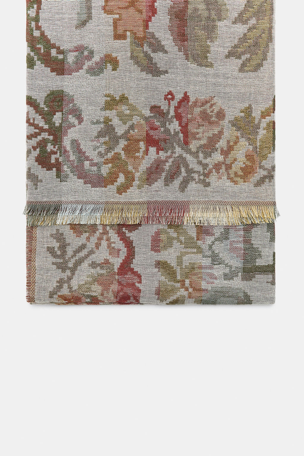 JACQUARD WOOL BLEND FLORAL PRINT SCARF - Zara фото 4
