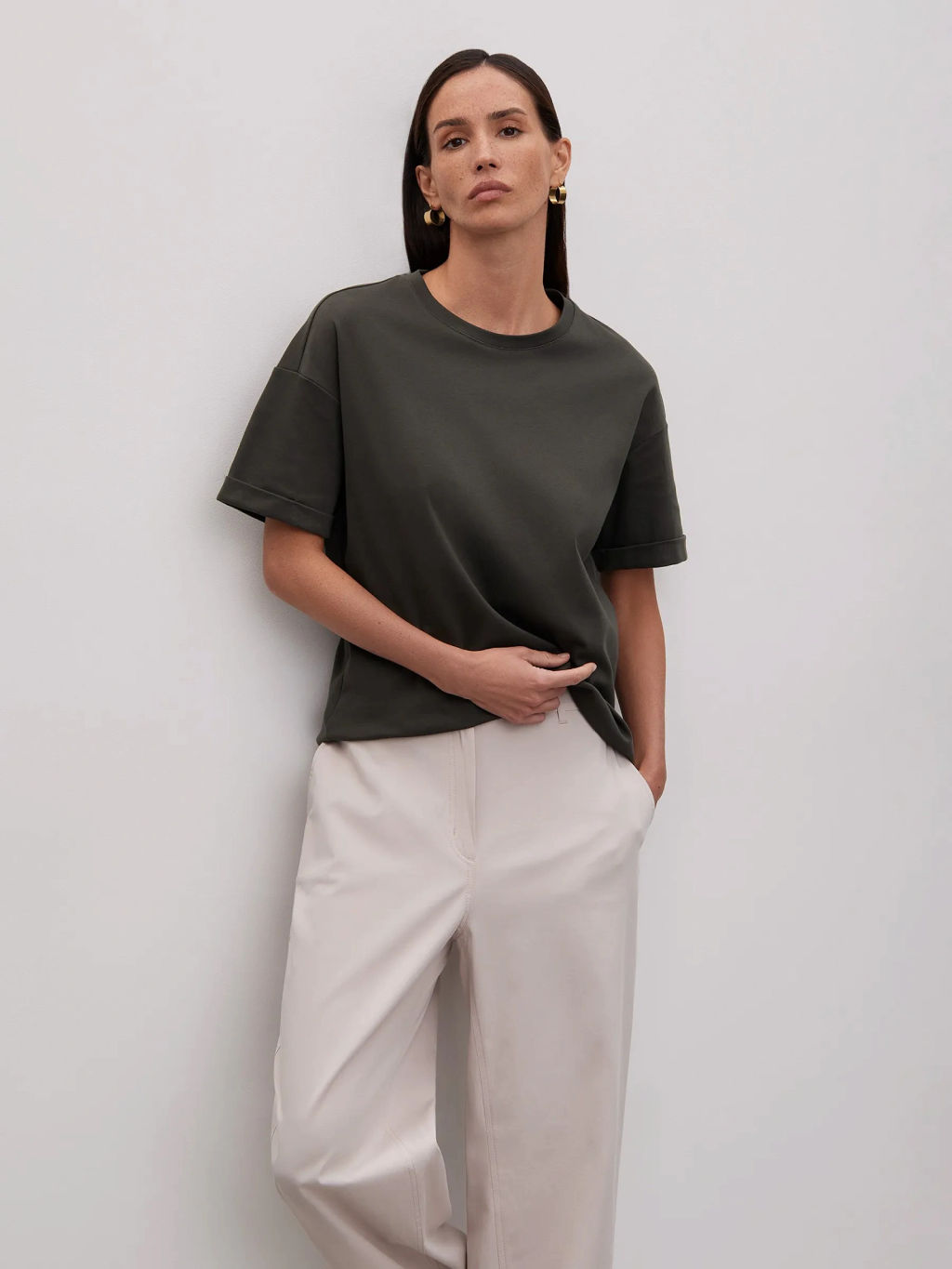 Брюки на завязках снизу, D374/terra