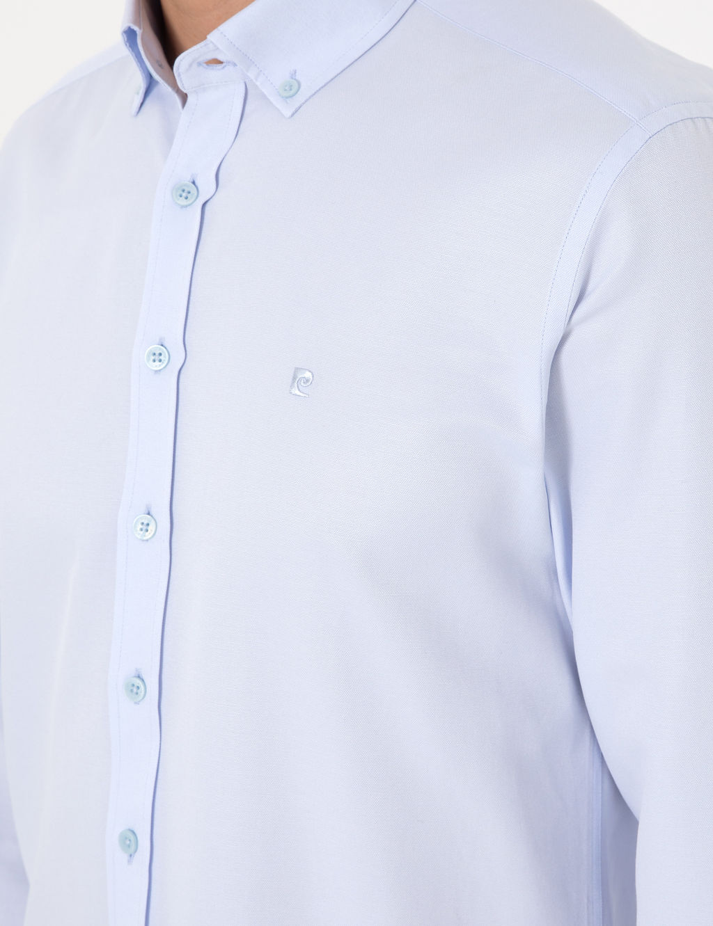 A__k Mavi Oxford Slim Fit Kolay _t_lenebilir G_mlek