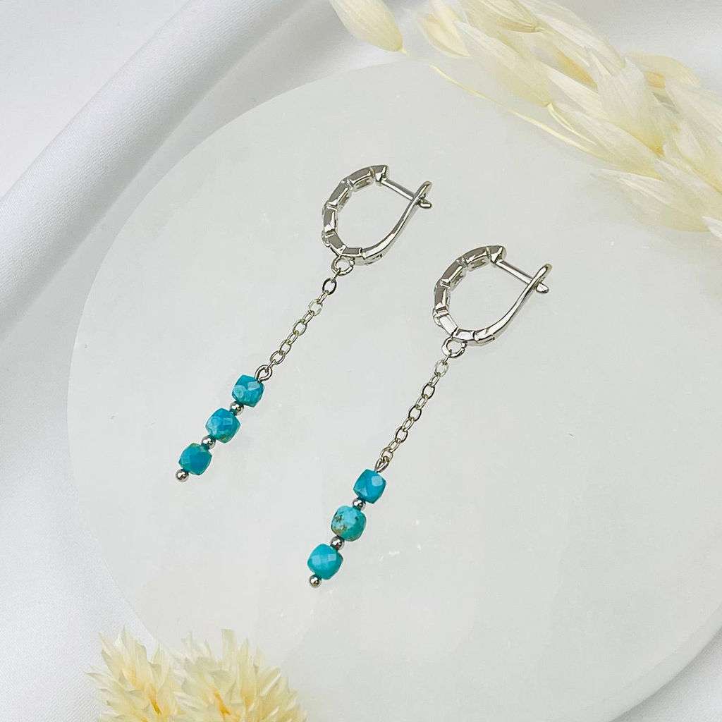 Серьги на цепочке с Бирюзой