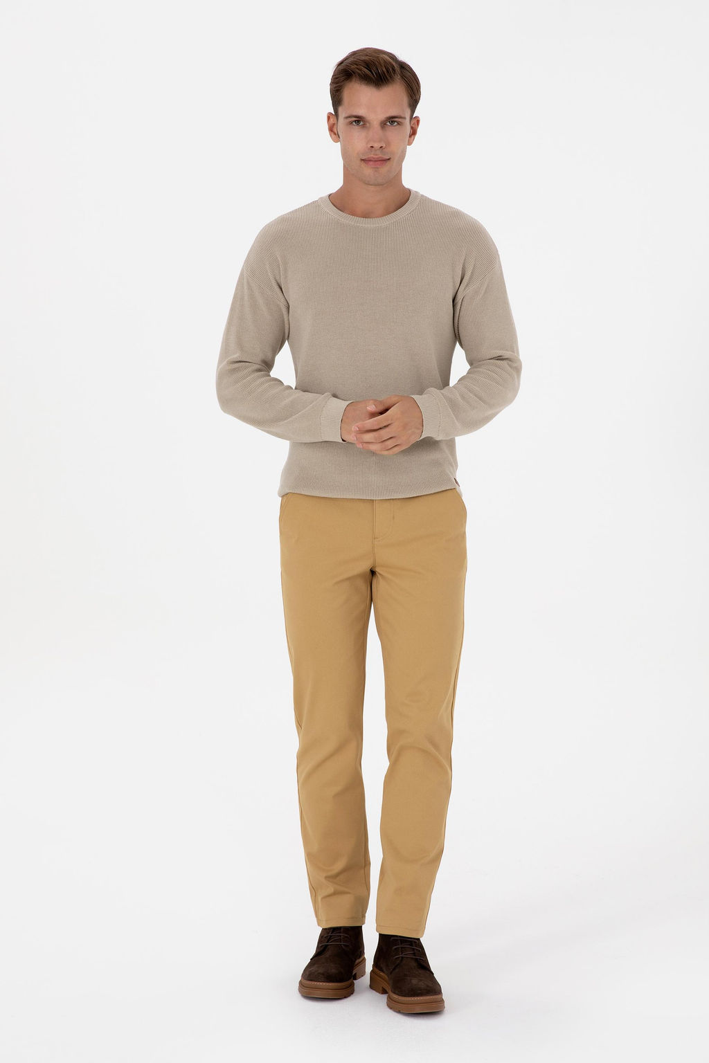 Erkek Hardal Slim Fit Kanvas / Chino Pantolon