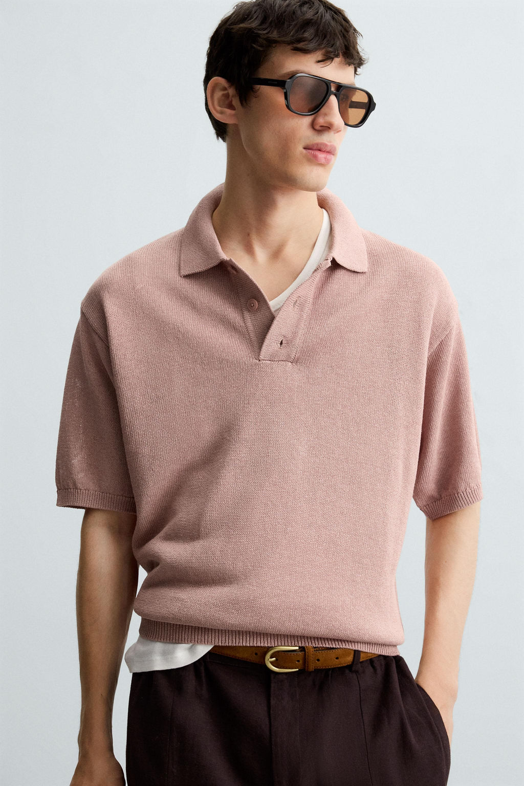 TEXTURED KNIT POLO SHIRT - Zara фото 5