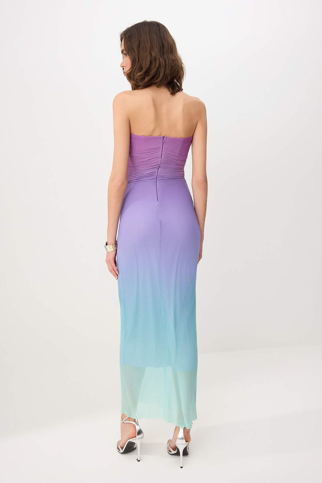 Cok Renkli Degrade Desenli Tul Astarl? Maxi Elbise TPRSS26EL00312 - Trendyolmilla фото 4