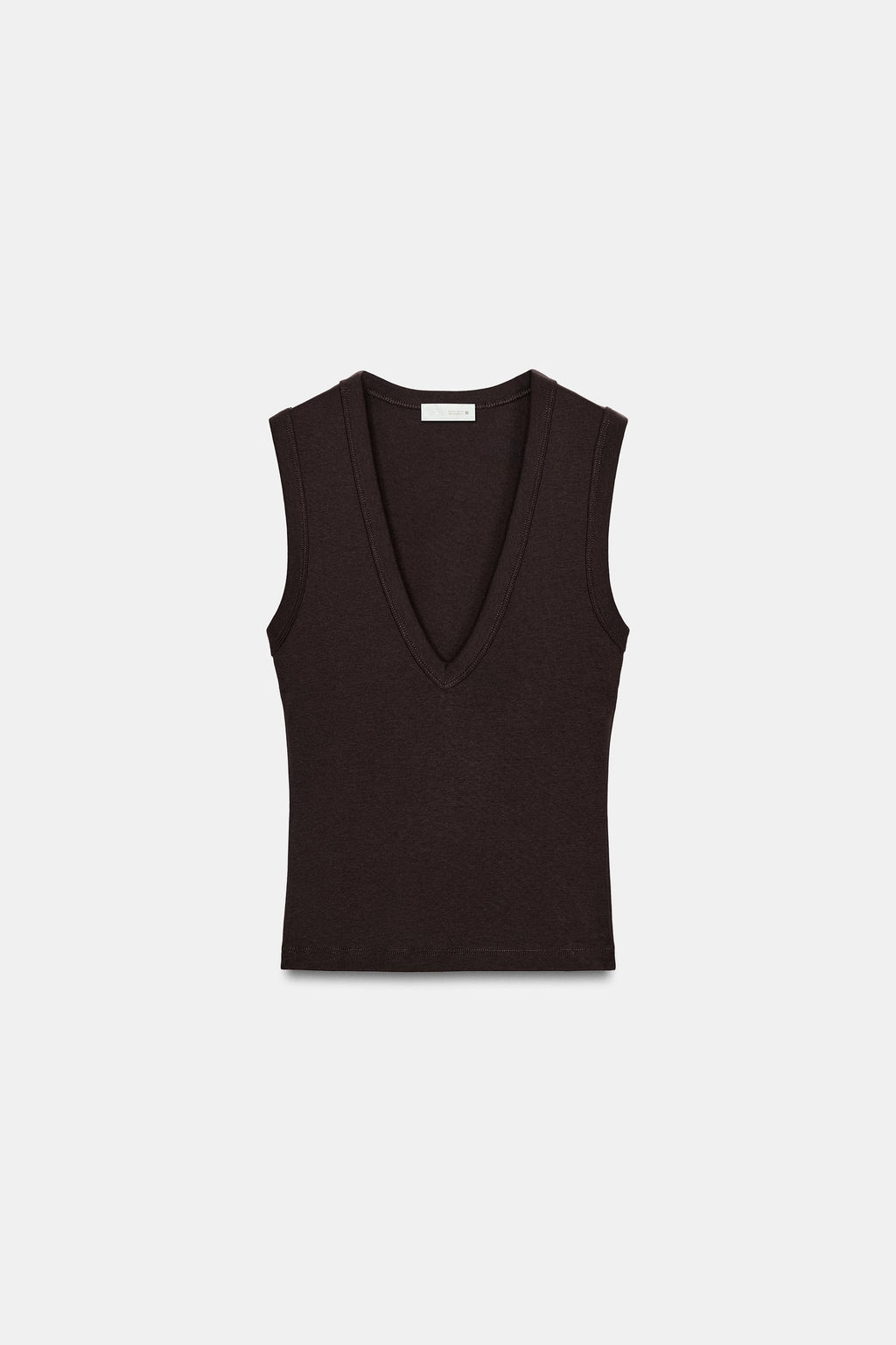 CAMISETA ALGOD?N  ESCOTE PICO / Marr?n - Zara фото 5