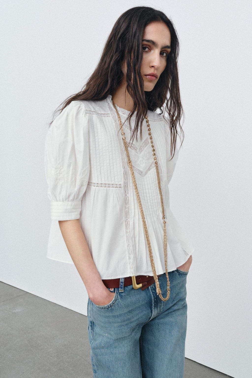 ZW COLLECTION LACE BLOUSE - Zara фото 9