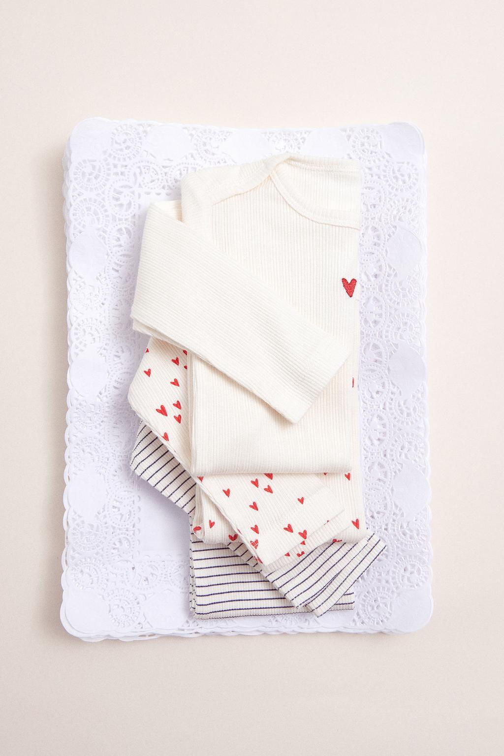 3-PACK OF HEART PRINT ROUND NECK BODYSUITS - Zara фото 6