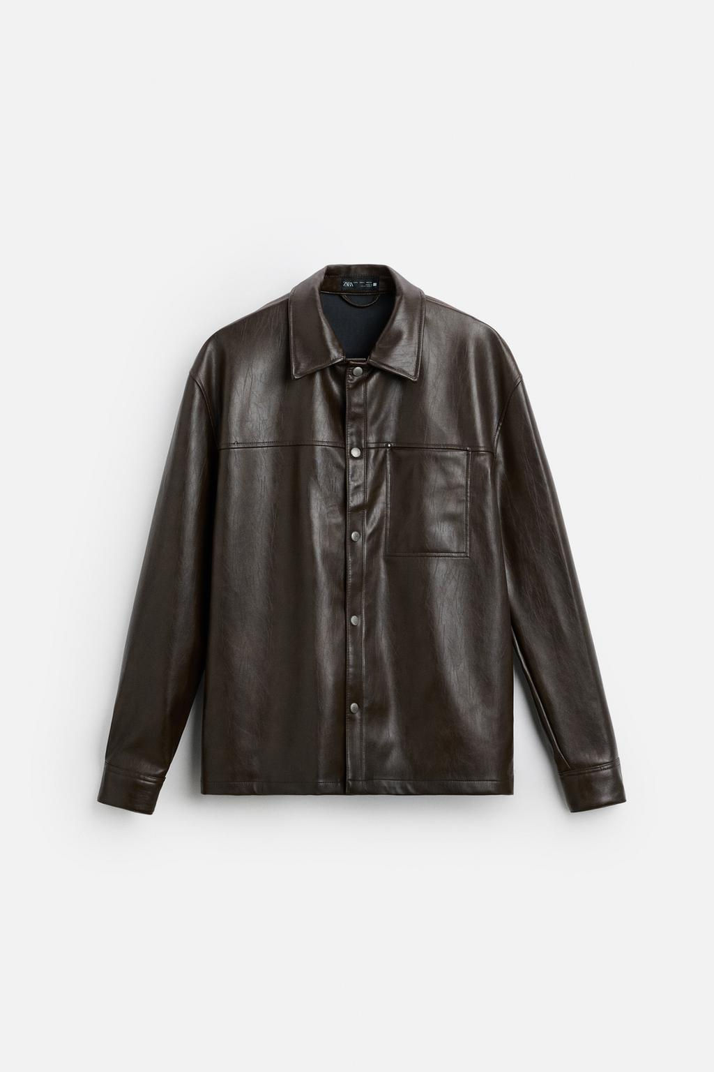 WASHED LEATHER EFFECT OVERSHIRT - Zara фото 5