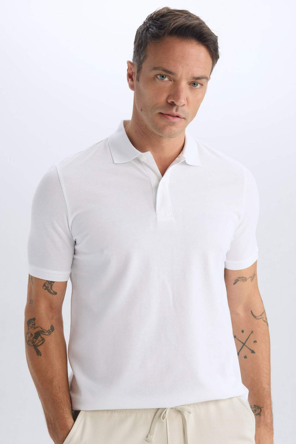 New Regular Fit K?sa Kollu Basic Duz Polo Tisort - Defacto фото 13