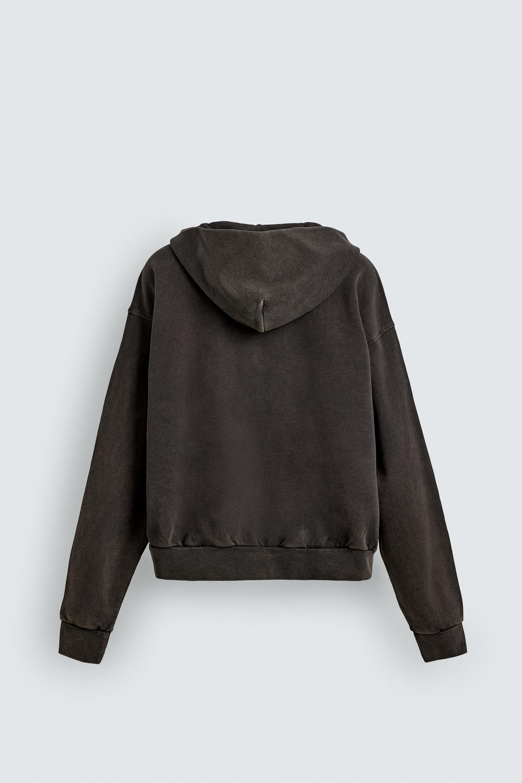 SUDADERA LAVADA CREMALLERA CAPUCHA / Marr?n oscuro - Zara фото 8