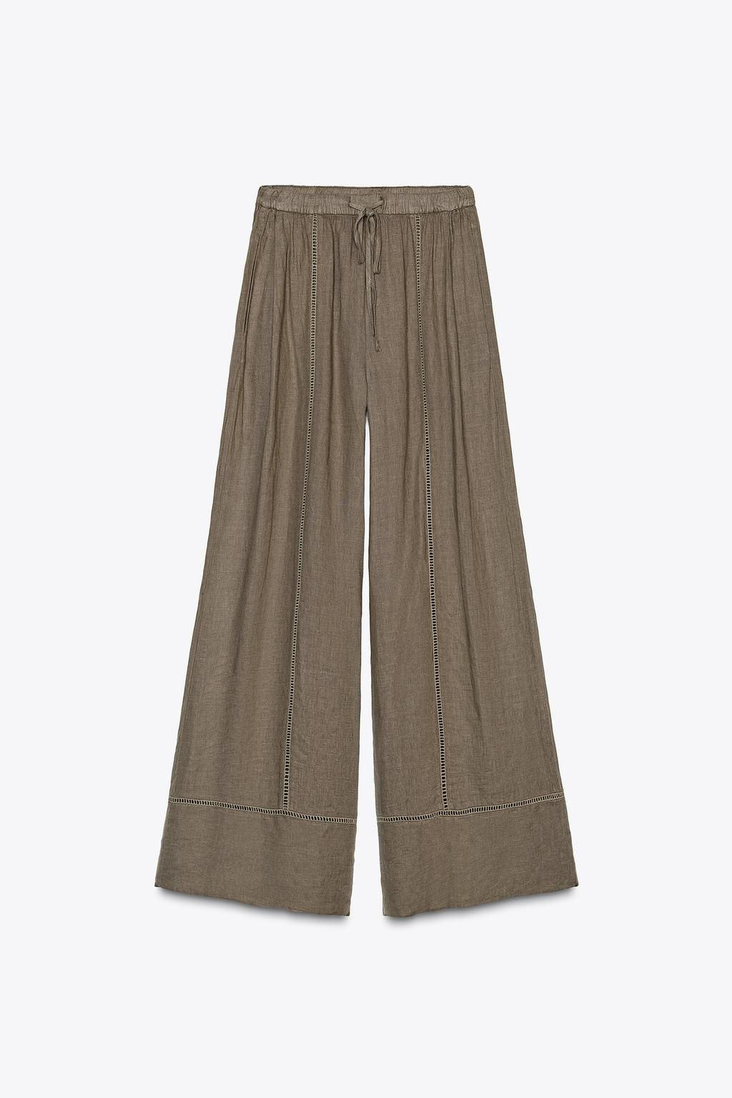 ZW COLLECTION 100% LINEN PALAZZO TROUSERS - Zara фото 7