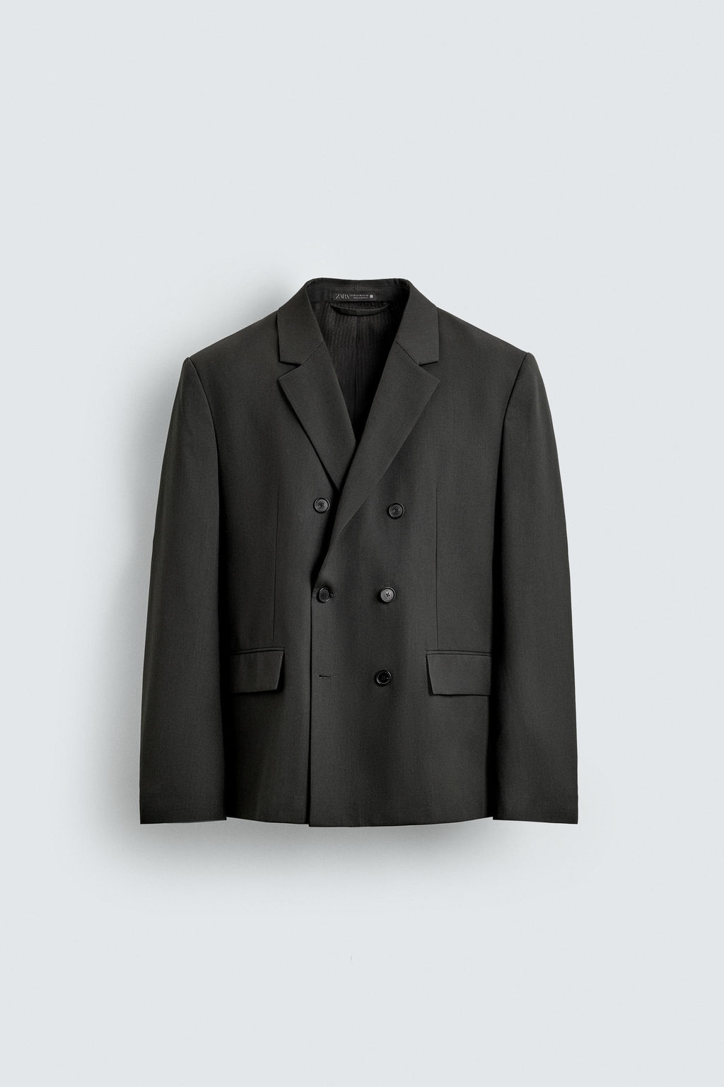DOUBLE-BREASTED WOOL BLEND SUIT BLAZER - Zara фото 7