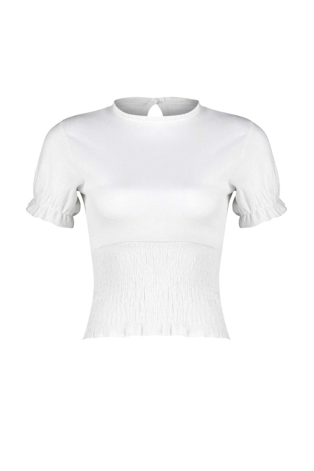 Beyaz Gipeli Dik Yaka Burumcuk/Dokulu Esnek Orme Bluz TWOSS24BZ00513 - Trendyolmilla фото 6