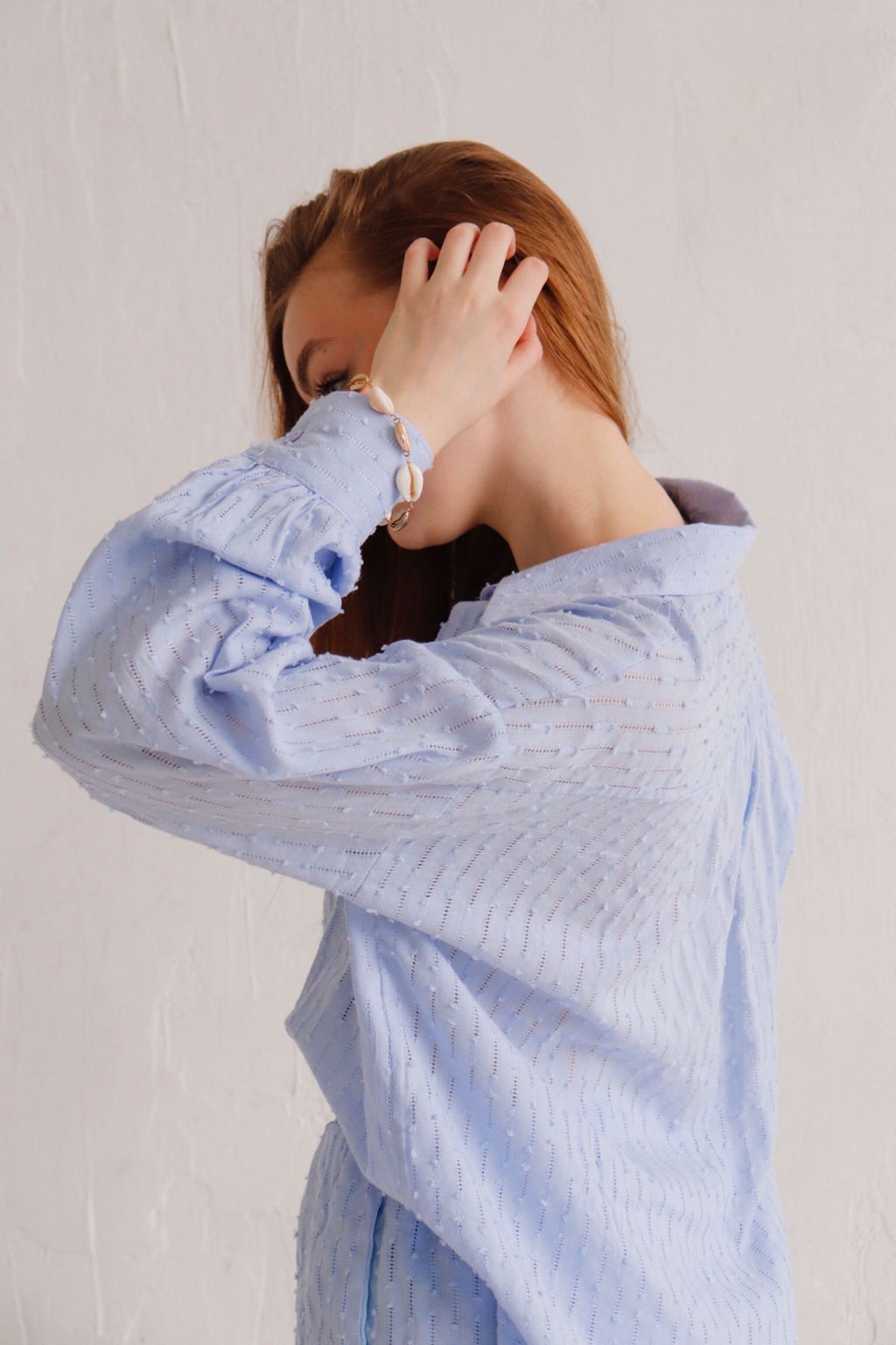 Martichelli Костюм из рубашки и шорт ажурный голубой  фото 4