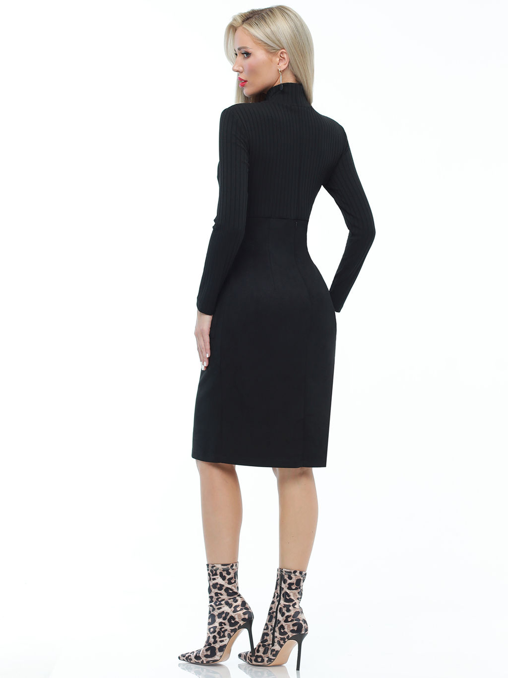 Платье черное трикотажное с длинным рукавом - Dstrend фото 6