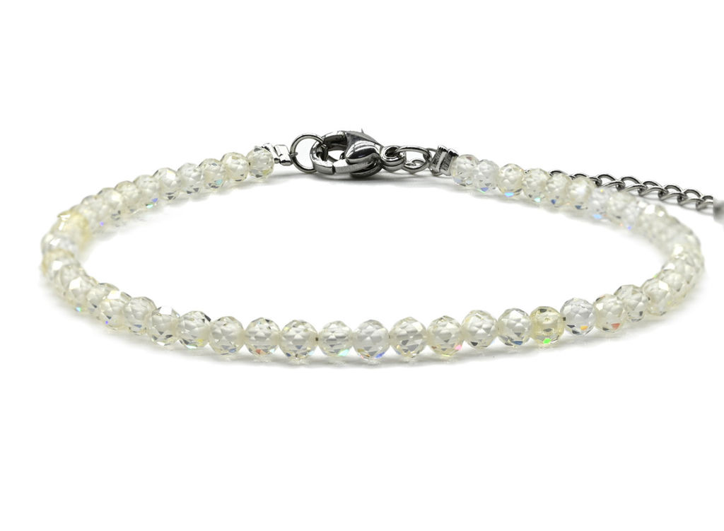 Браслет из фианитов шарик гр.3мм цв.желтый, 17см