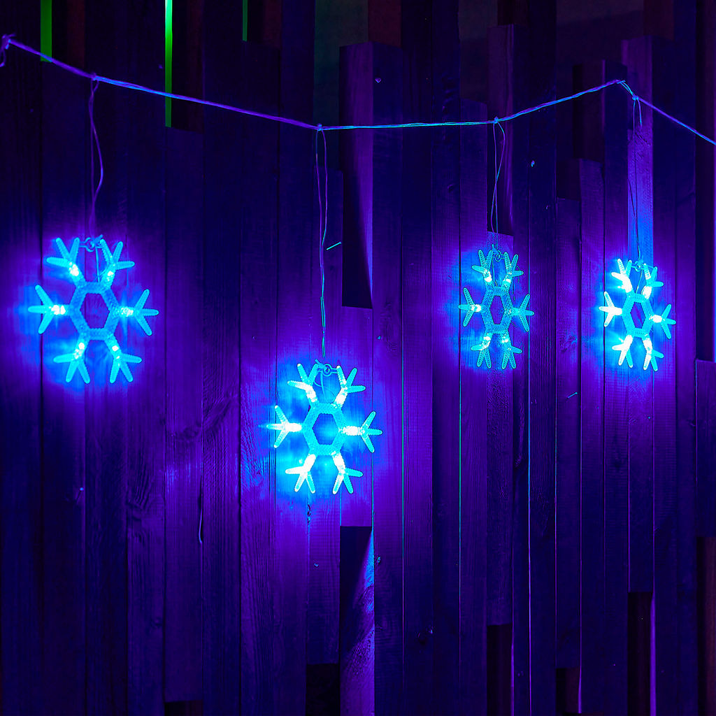 ULD-E1503-036/DTA BLUE IP20 SNOWFLAKES-1 Занавес светодиодный фигурный Снежинки-1, 1,5х0,3м. 6 подвесов. 36 светодиодов. Синий свет. Провод прозрачный. TM Uniel. - Volpe фото 7