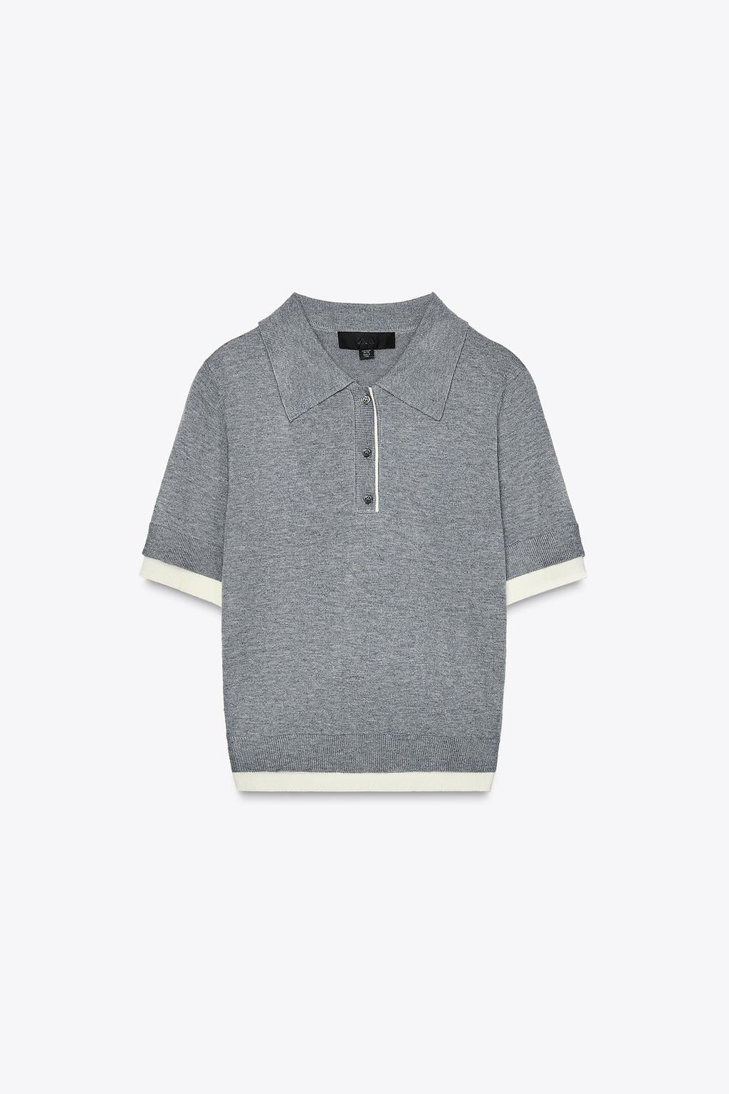 CONTRAST KNIT POLO TOP - Zara фото 3