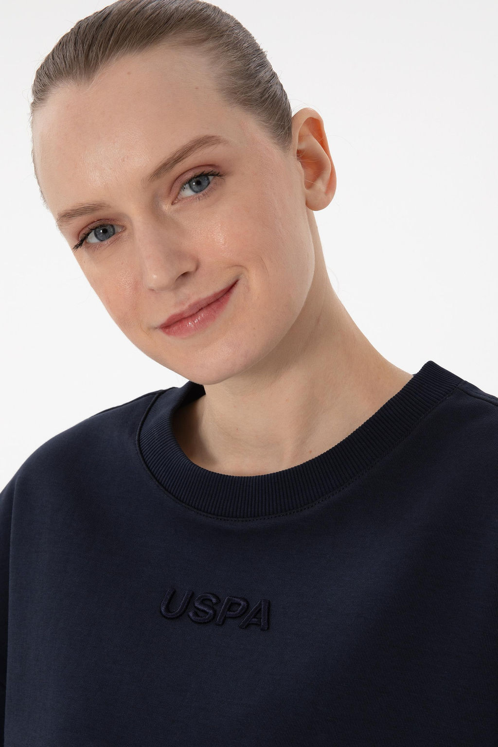 Kad_n Lacivert Oversize Bisiklet Yaka Ti__rt