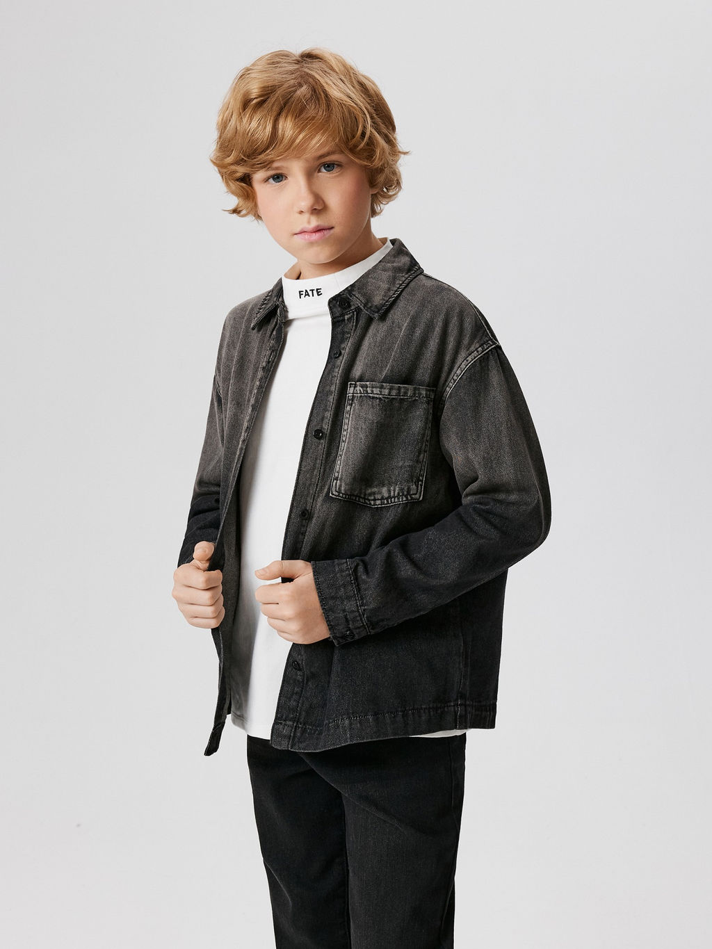 ACOOLA / Сорочка верхняя джинсовая детская для мальчиков Uti черно-серый