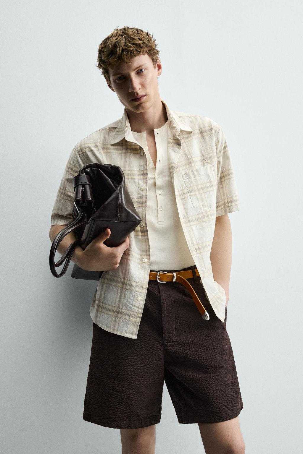 BERMUDA REGULAR FIT SEERSUCKER / Marr?n oscuro - Zara фото 6