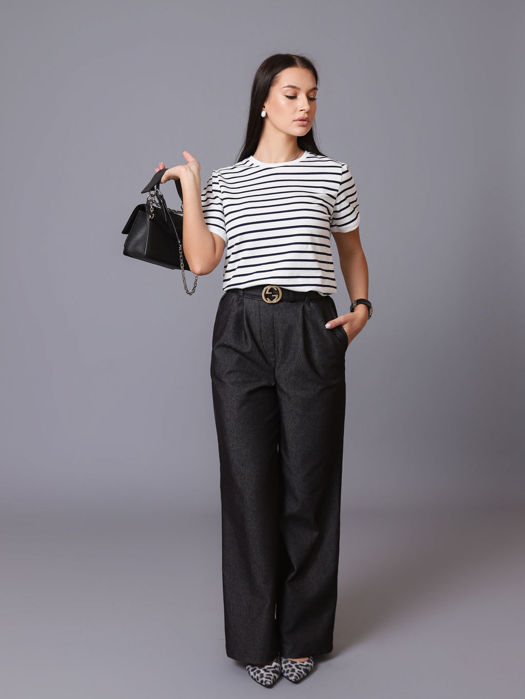 Женские Брюки широкие палаццо. С046 Черный от фабрики Спортсоло