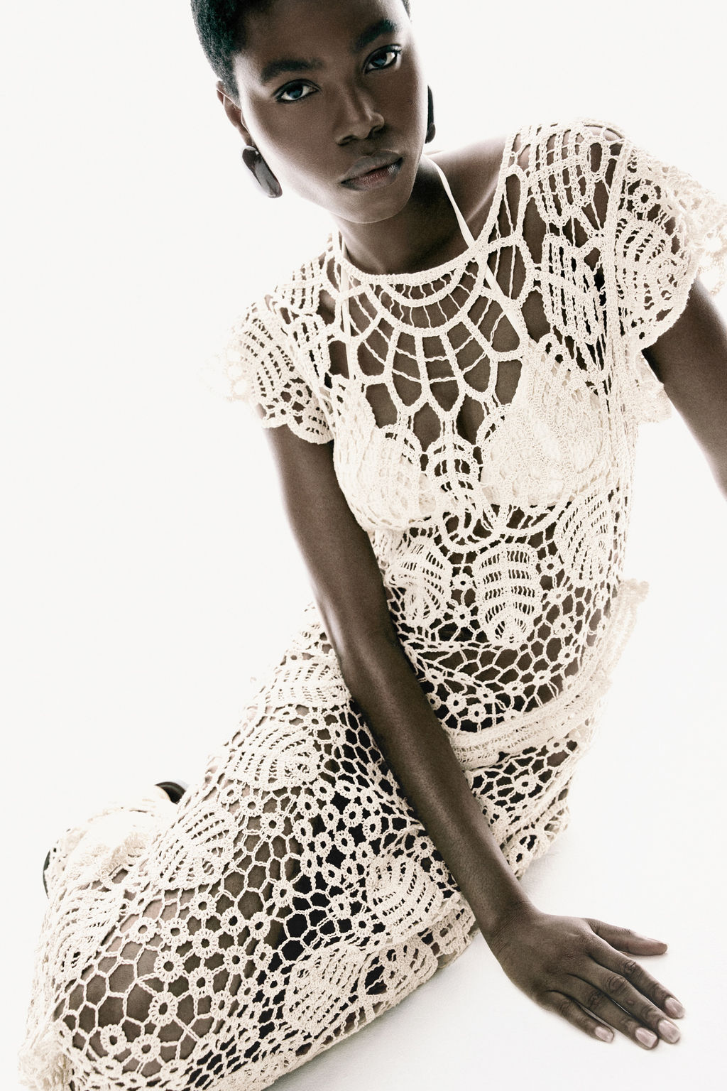 Vestido efecto crochet con manga circular - H&m фото 7