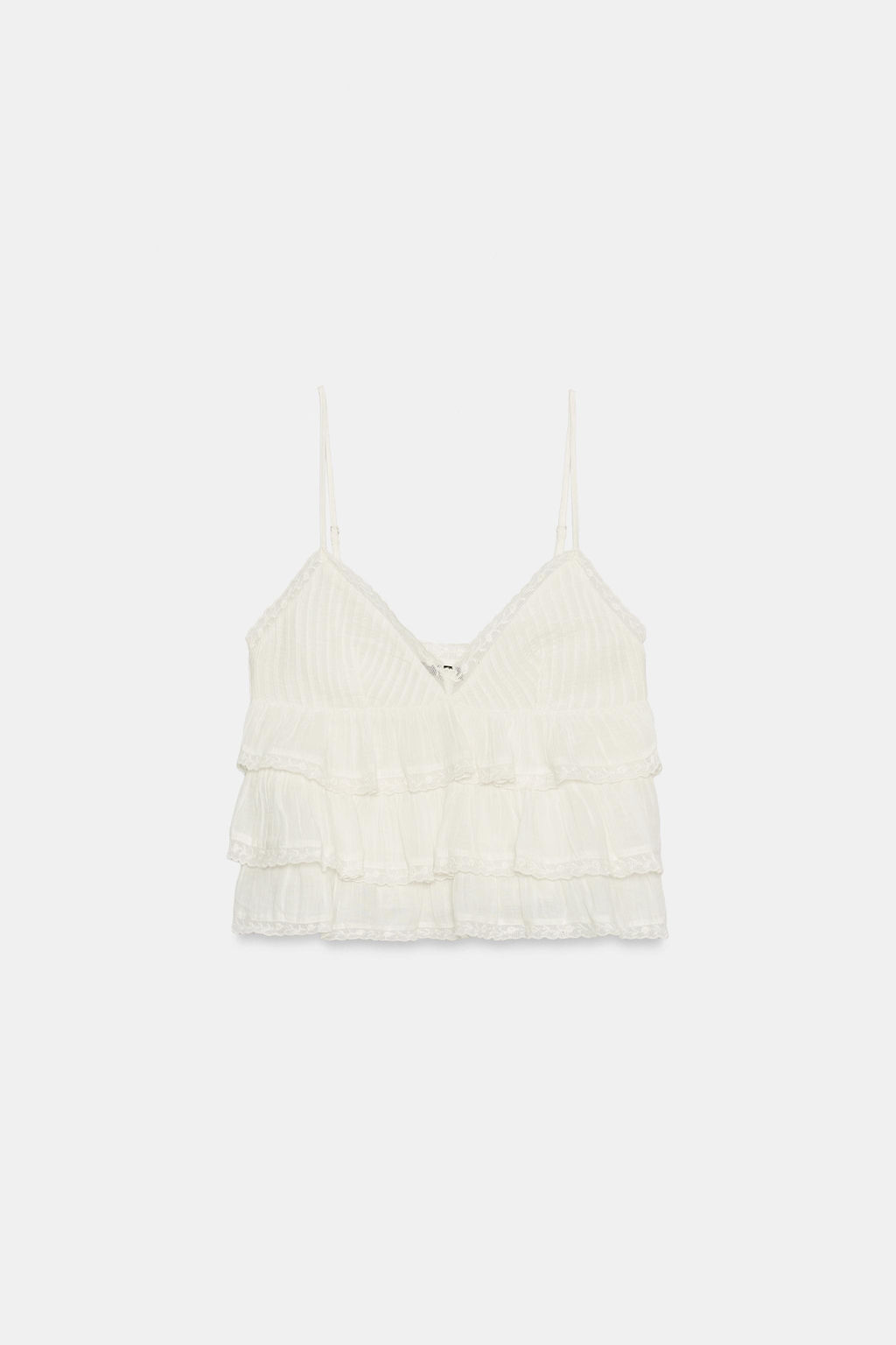 TOP GASA VOLANTES BORDADOS / Blanco roto