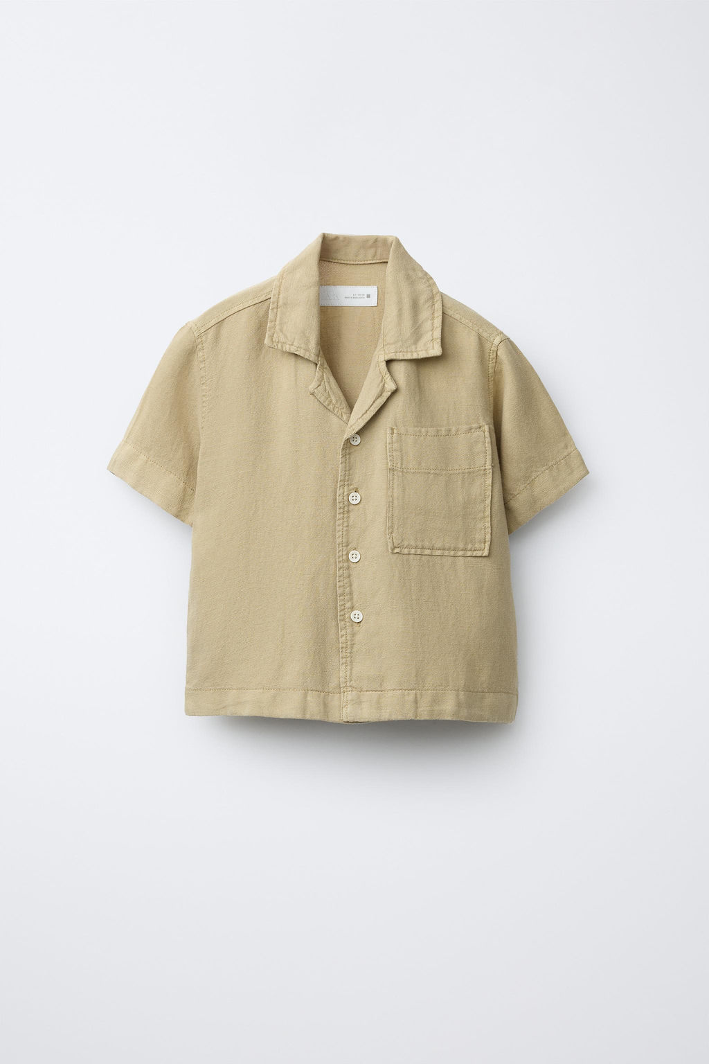 CAMISA BOWLING FLUIDA CON LINO / Khaki