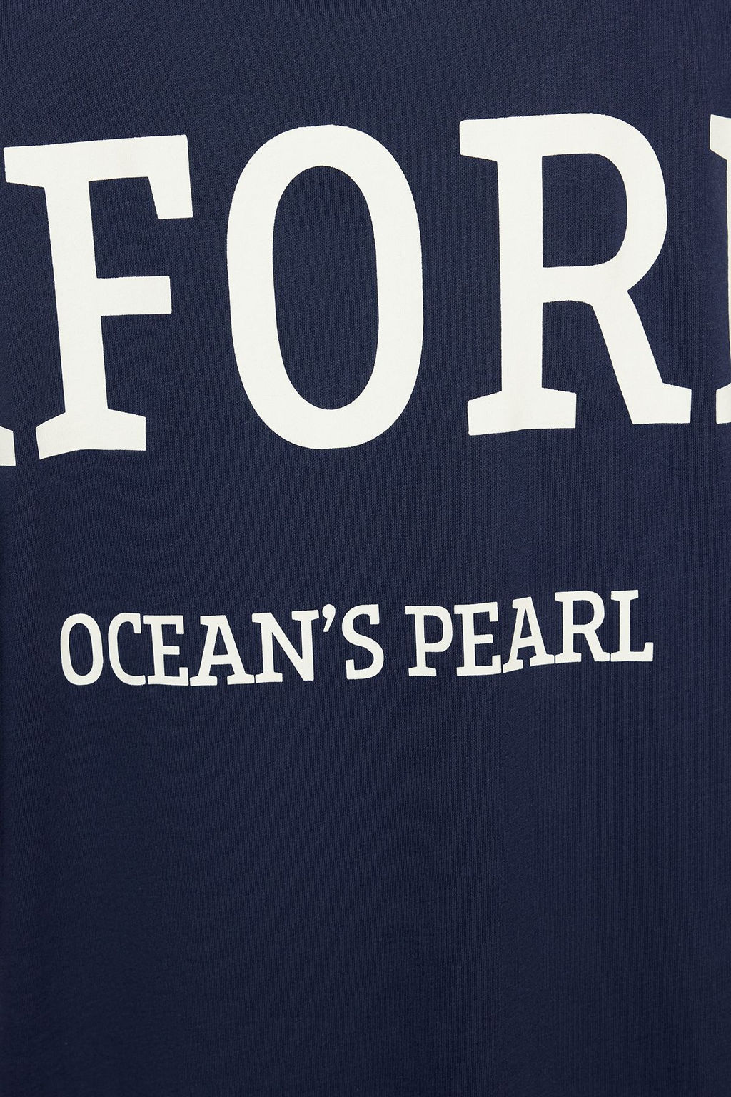 Lacivert %100 Pamuk S?rt Slogan Bask?l? Oversize/Genis Kal?p Orme T-Shirt TWOSS24TS00091