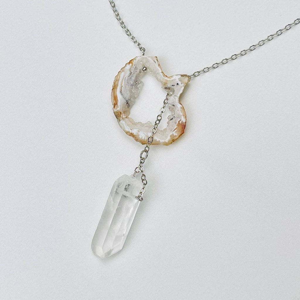 Кулон на цепочке с Агатом и Горным Хрусталем