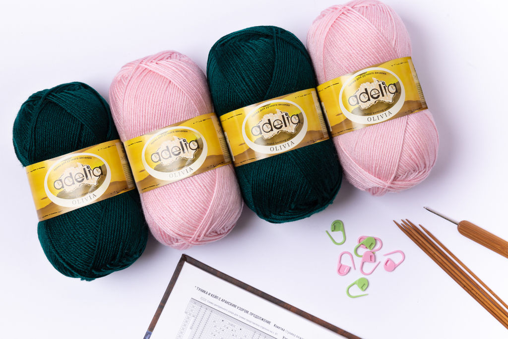 Пряжа ADELIA OLIVIA 60% акрил, 40% шерсть 5 шт. х 100 г 250 м  10 м