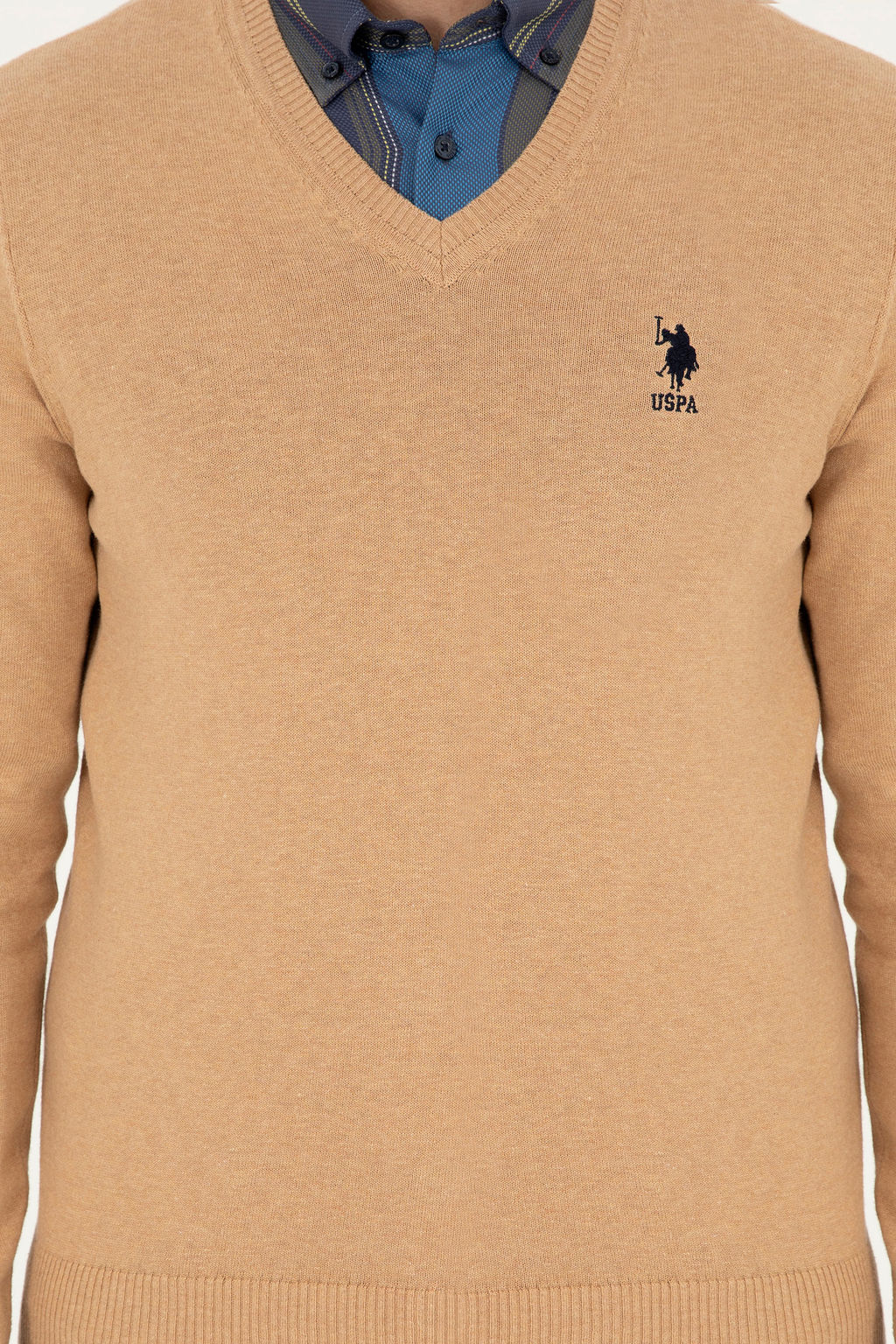 U. S. Polo Assn / Мужской базовый свитер песочного меланжа - U.s. polo assn фото 6