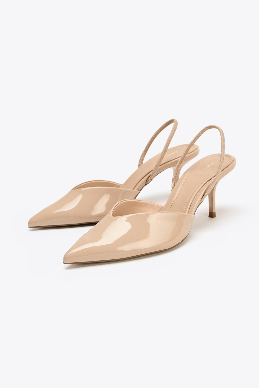 PATENT-EFFECT SLINGBACK HEELS - Zara фото 3