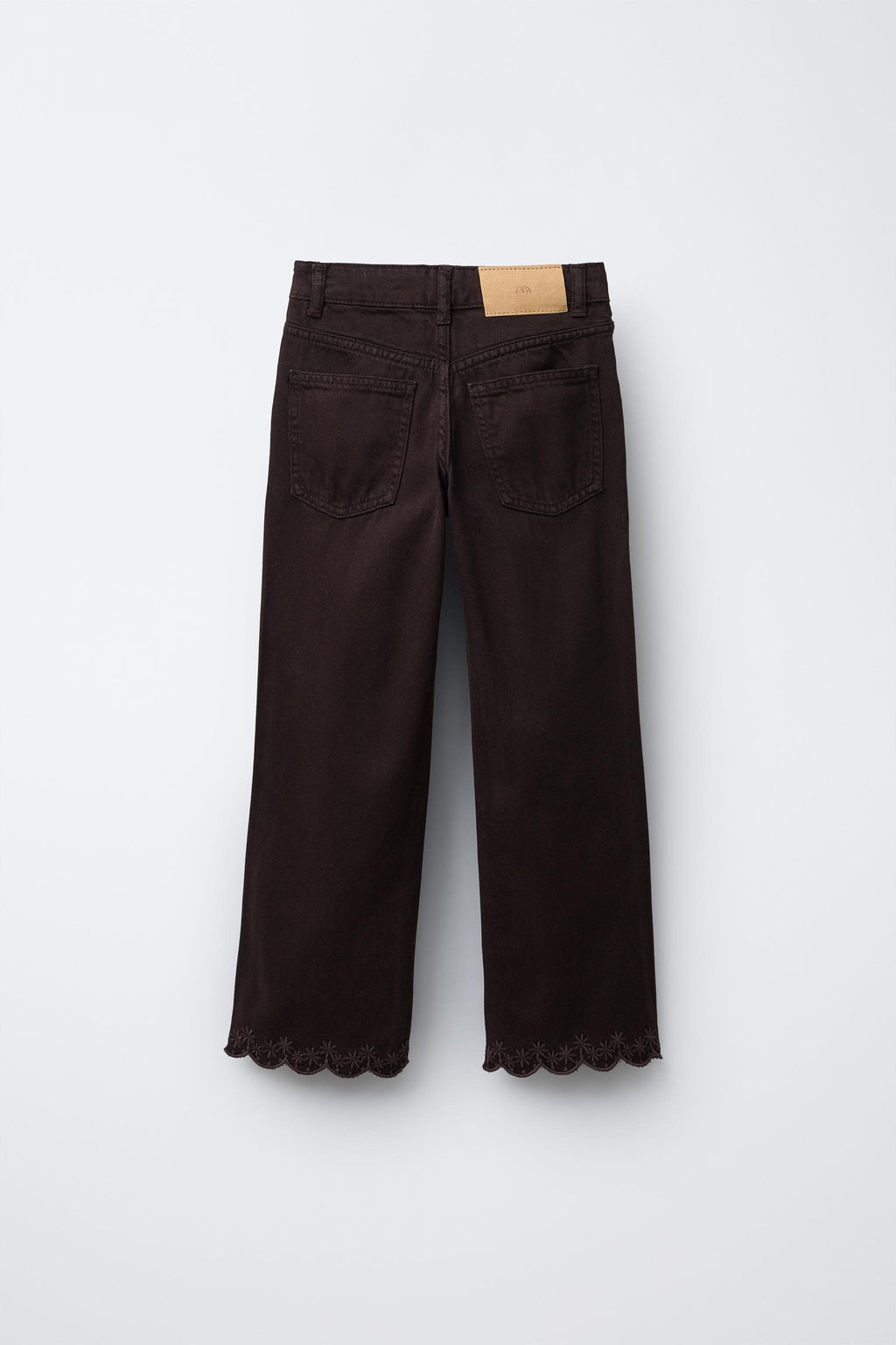 STRAIGHT-LEG DENIM TROUSERS WITH WAVY EMBROIDERY - Zara фото 2