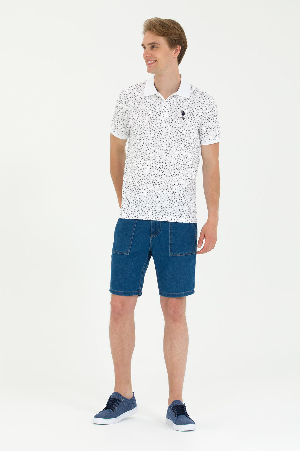 Мужская темно-синяя футболка с воротником-поло - U.s. polo assn фото 4
