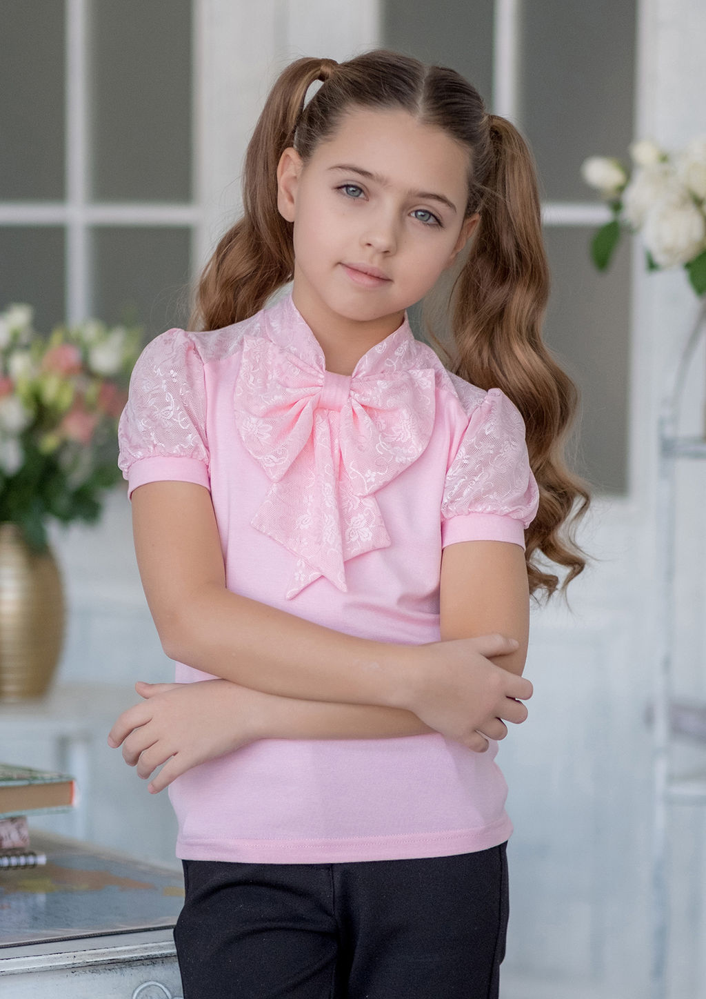 Ирма, блузка трикотажная розовый/128-64-57