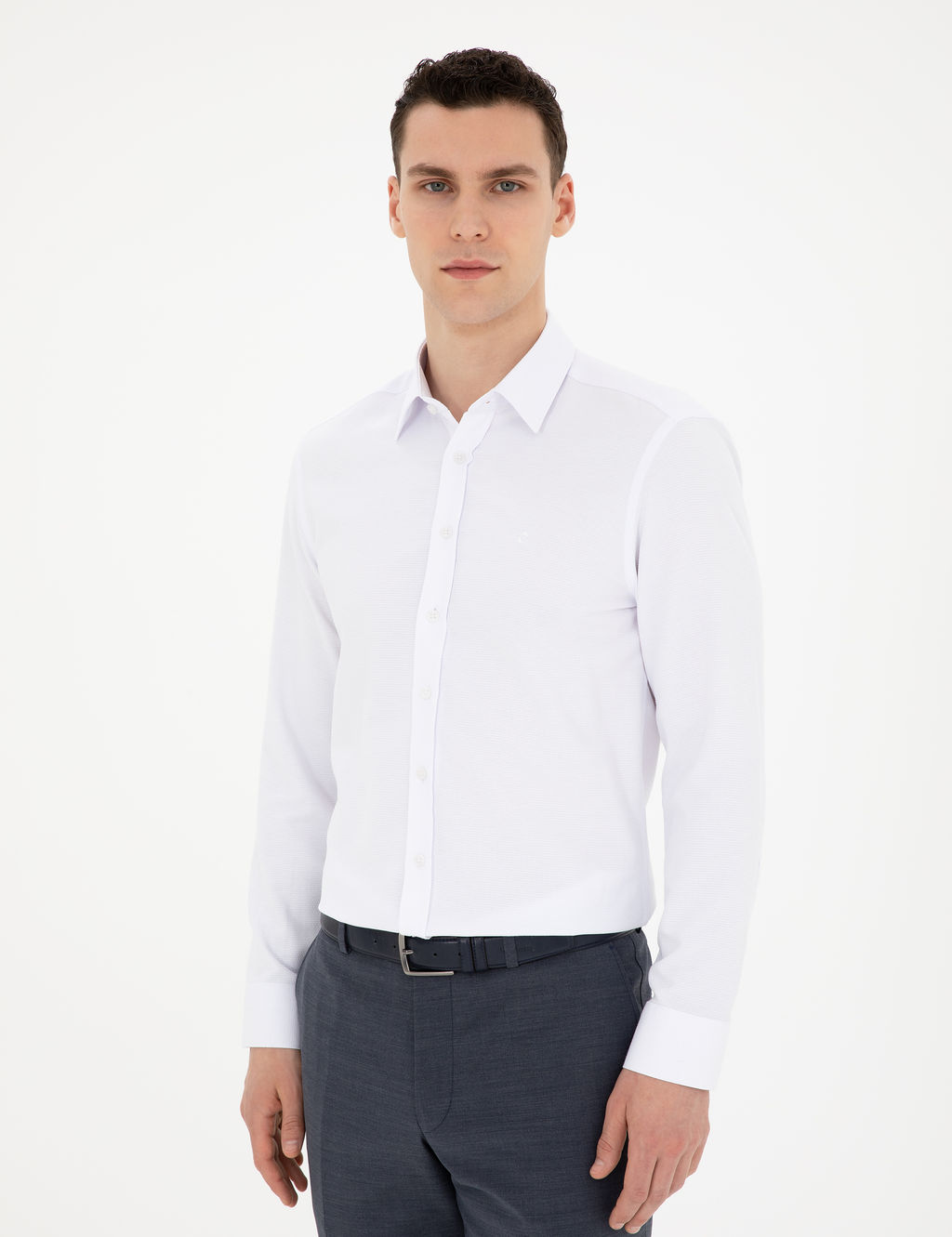Beyaz Slim Fit Arm_rl_ Uzun Kollu G_mlek