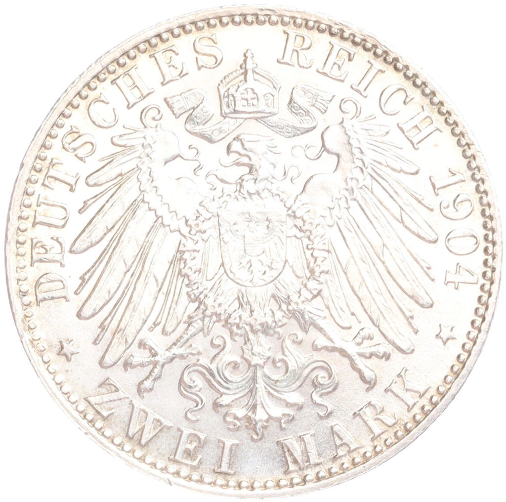 Монета 2 марки 1904 года D Германия (Бавария)