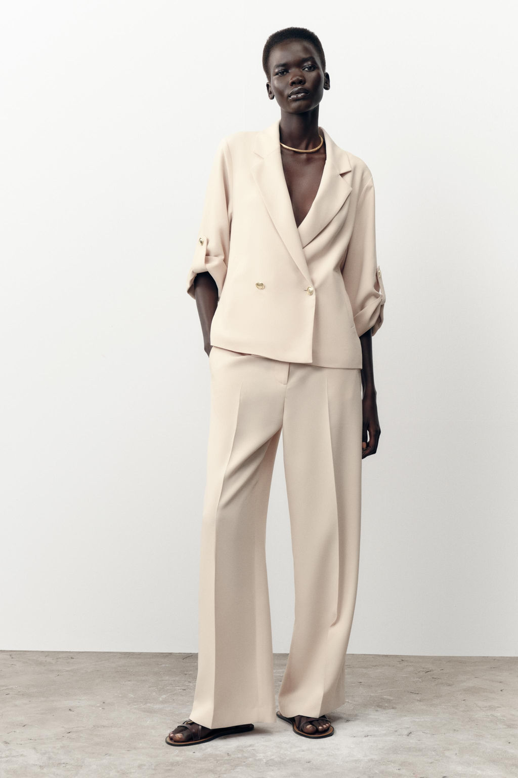 DOUBLE-BREASTED BLAZER WITH ROLLED-UP SLEEVES - Zara фото 10