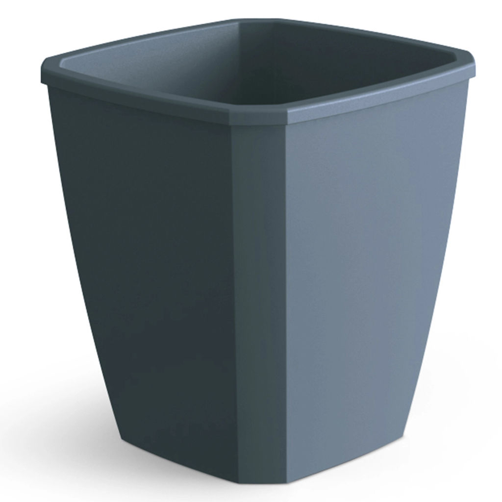 Цена за 2 шт. Кашпо для цветов пластиковое 2,4л "Лаунж" с дренажной вставкой чернильно-серое С371ЧСЕР
