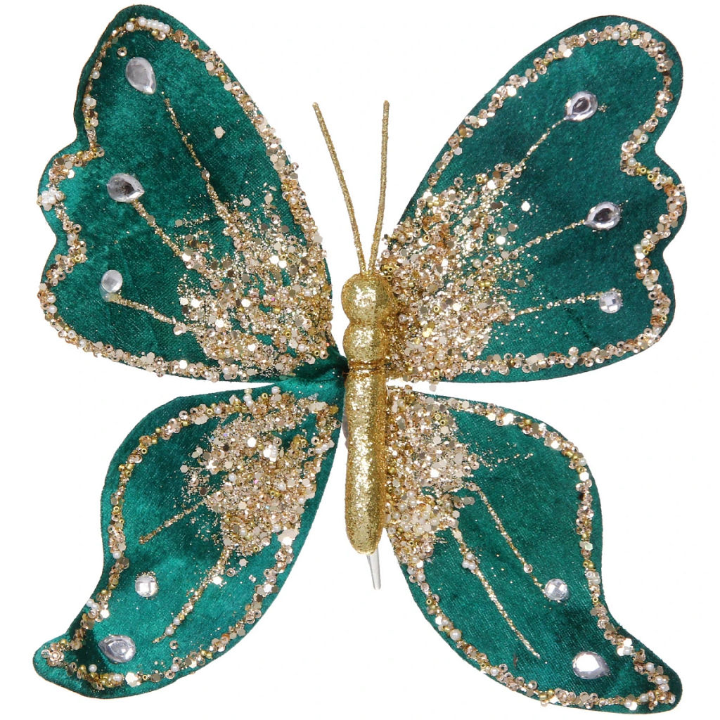 Украшение новогоднее "Искристая бабочка" 19*19 см, Изумруд