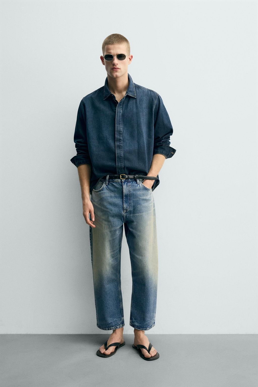 JEANS TAPERED WIDE FIT / Azul