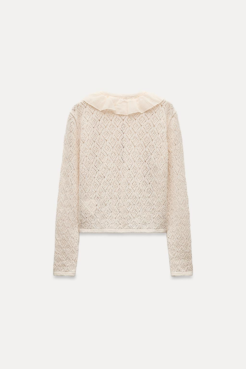 POINTELLE KNIT CARDIGAN WITH RUFFLES - Zara фото 4