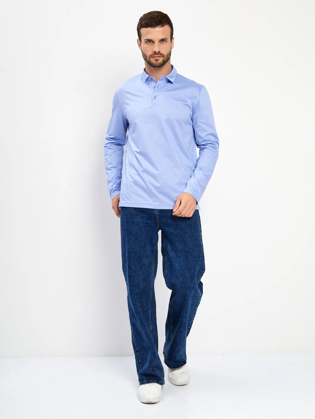 Джемпер мужской с воротником поло GREG G155-PM4-LT1629 (голубой)  фото 12