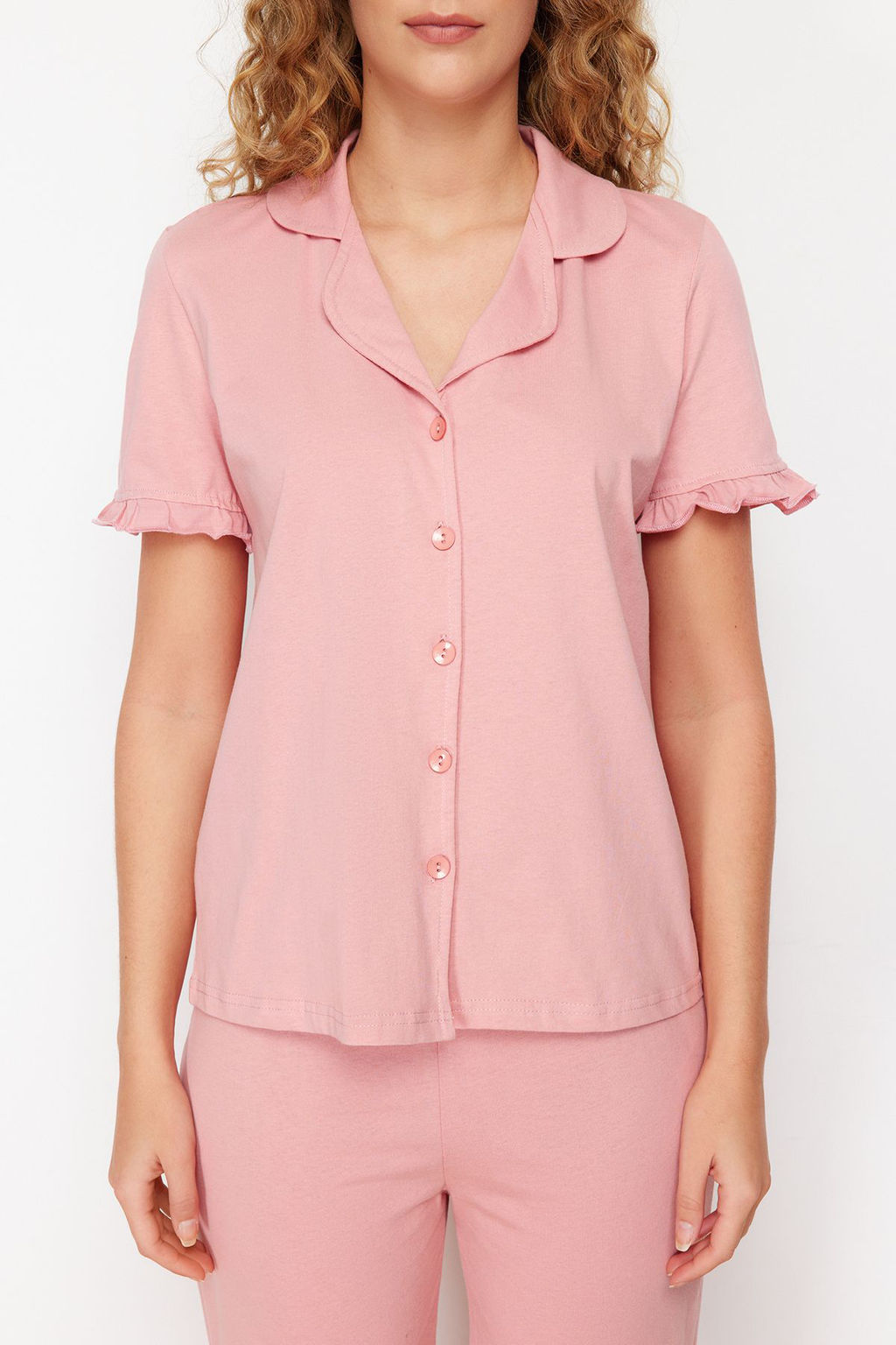 Trendyolmilla Mint %100 Pamuklu F?rf?r Detayl? Orme Pijama Tak?m? THMSS24PT00223 фото 41