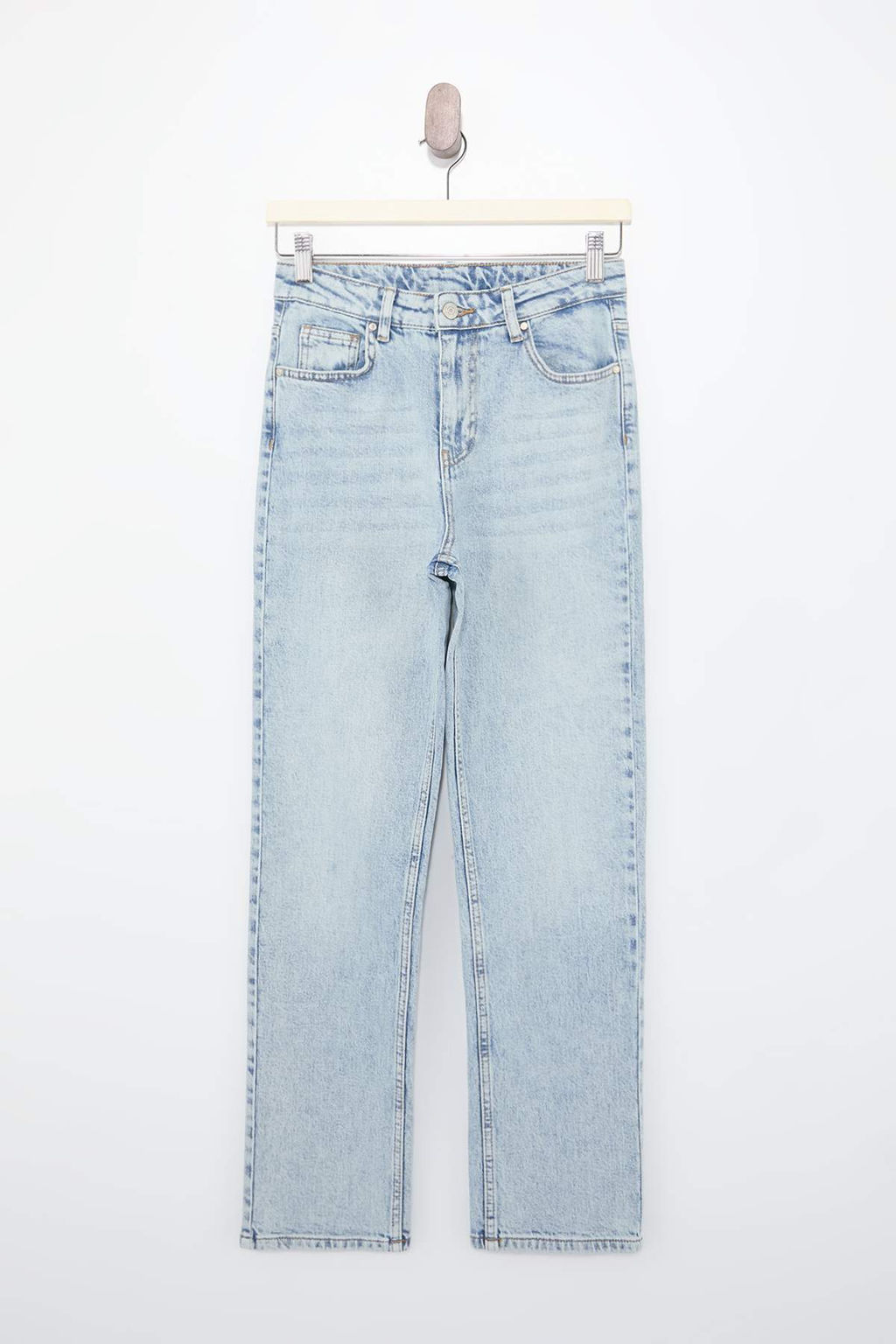 Koyu Mavi Yuksek Bel Az Esnek Mom Jeans TWOSS26JE00113 - Trendyolmilla фото 3