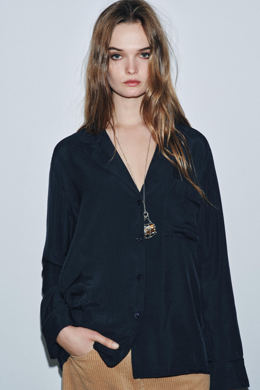 FLUID SHIRT WITH POCKET ZW COLLECTION - Zara фото 2