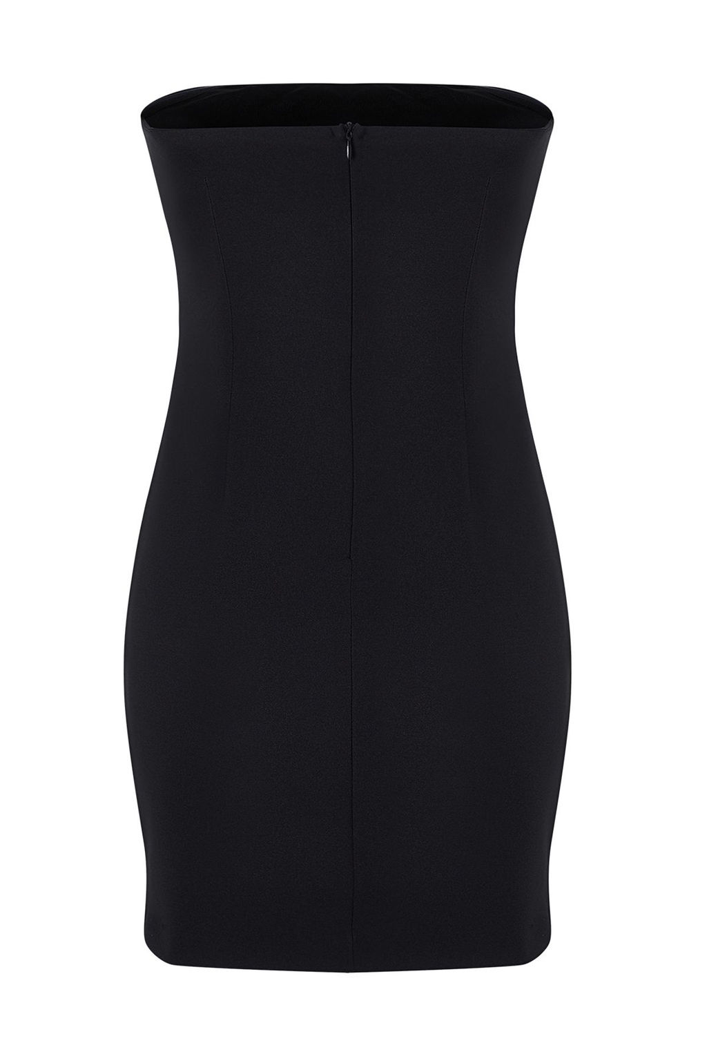 TRENDYOLMILLA Siyah A-Kesim Straplez Fiyonk Detayl? Dokuma K?sa S?k Elbise TPRSS25EL00068  фото 6