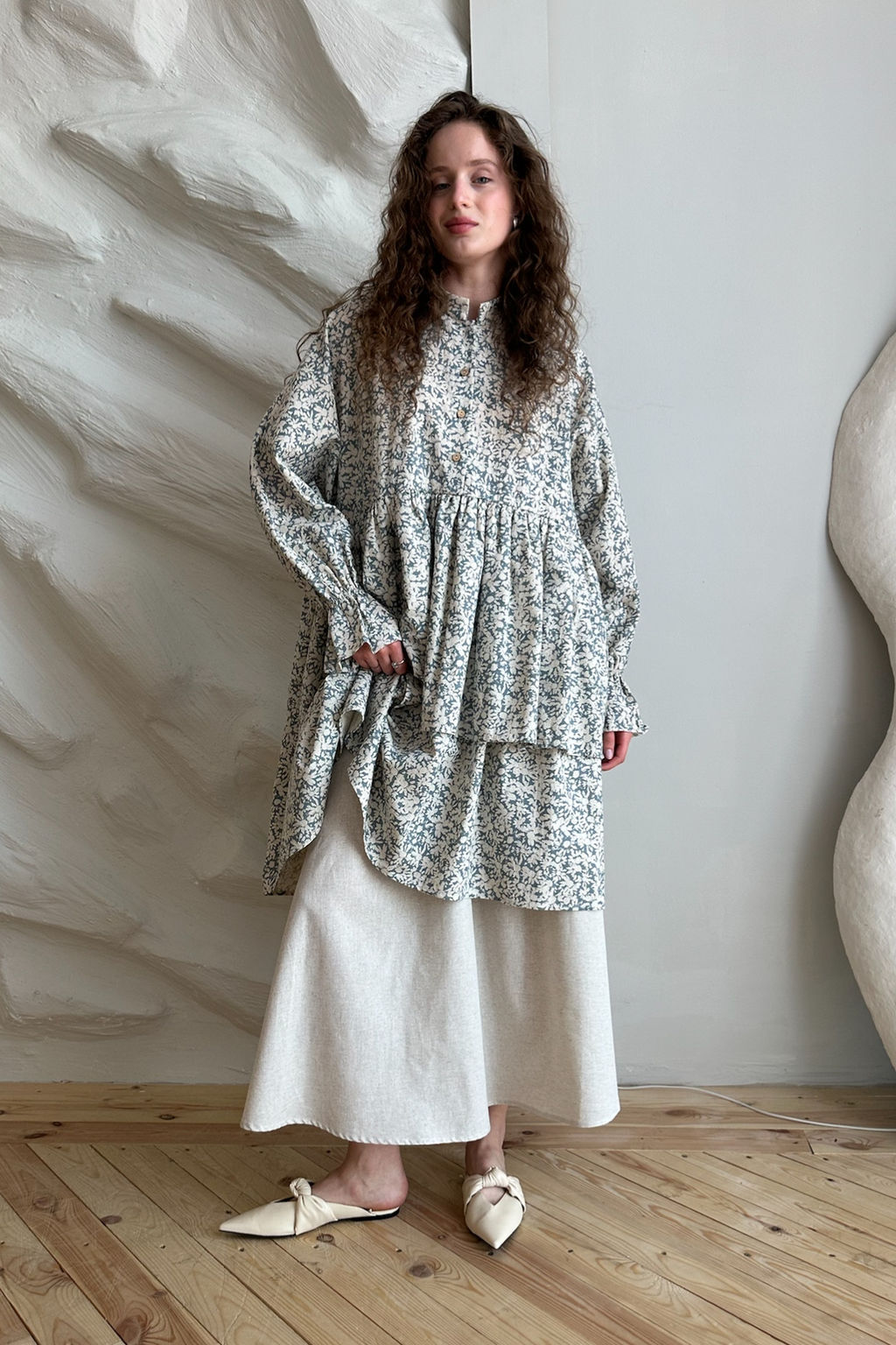 Платье PUFF059/06/Серо-голубой, белый - Rise фото 8