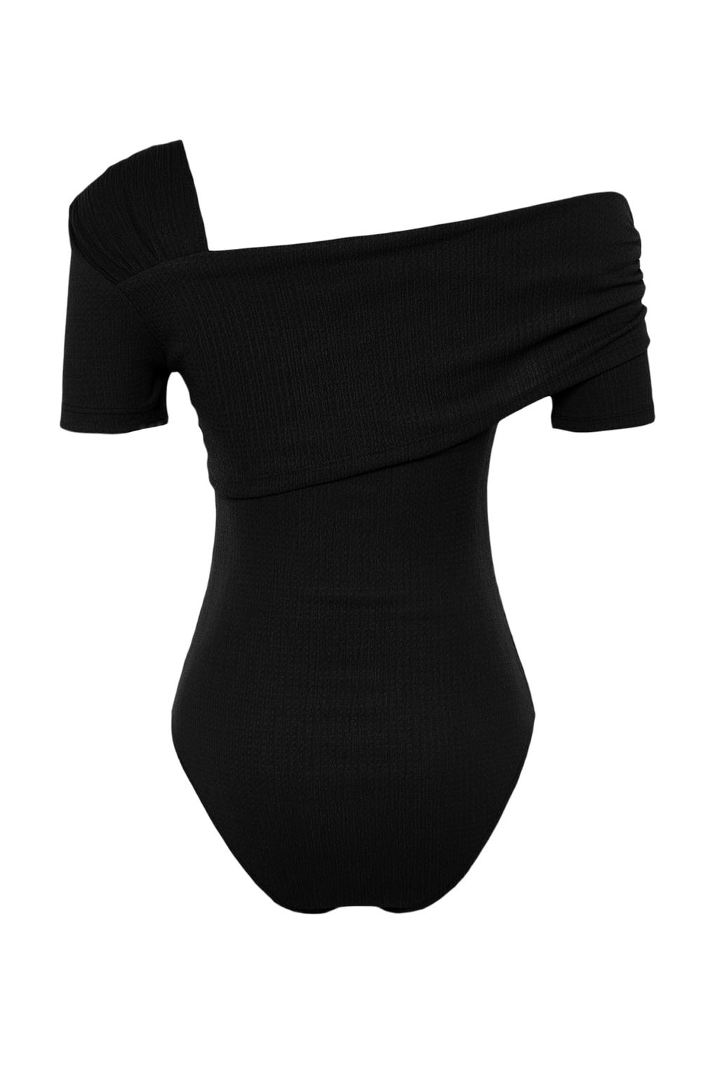 Siyah Asimetrik Yakal? Fitted/Vucuda Oturan C?tc?tl? Orme Body TWOSS23BD00060